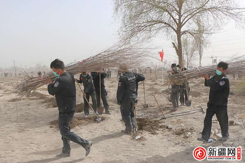 加强生态文明建设,4月2日,新疆尉犁县公安局组织200余民辅警参加了