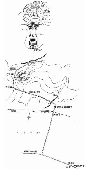 南京明孝陵总平面图(来源:孟凡人:《明代宫廷建筑史》)