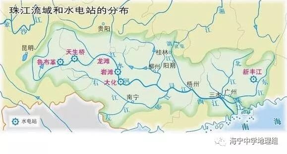 △珠江流域和水电站的分布图图片