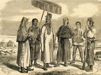 天王洪秀全与随从在南京城,1864年.
