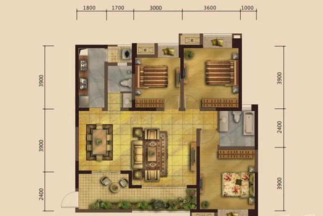 以下就是本套天府城小区106平米三居室房子的户型图.