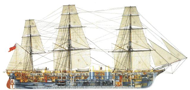 英国海军部在y1859年5月11日正式订购了"勇士"号,1859年8月铺设龙骨