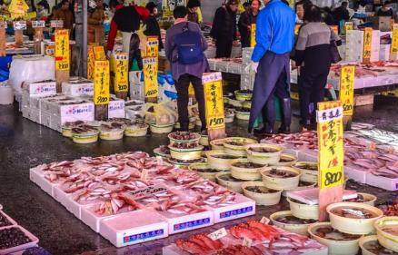 筑地生鲜市场 筑地生鲜市场位于东京都中央区,自江户时代起便开始营业