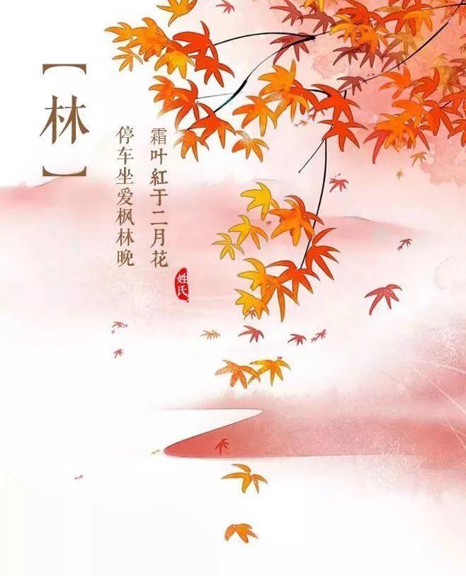 停车坐爱枫林晚,霜叶红于二月花」的林.