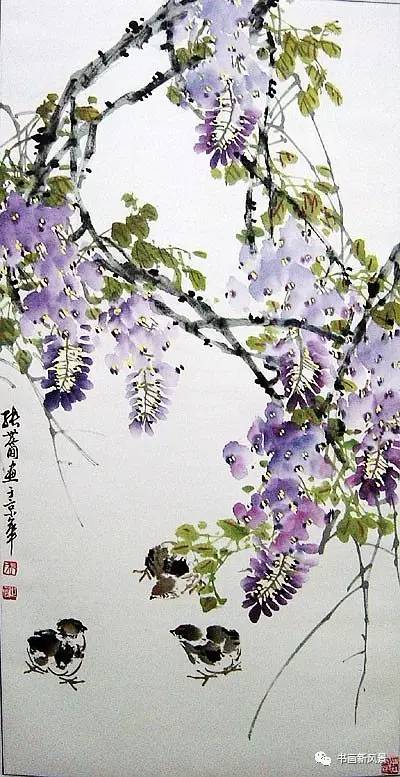 乔木 紫藤 2,张世简画紫藤 张世简(1926-2009),著名花鸟画家,他笔下