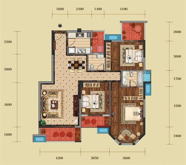 以下就是本套会所金澜苑小区119平米三居室房子的户型图.