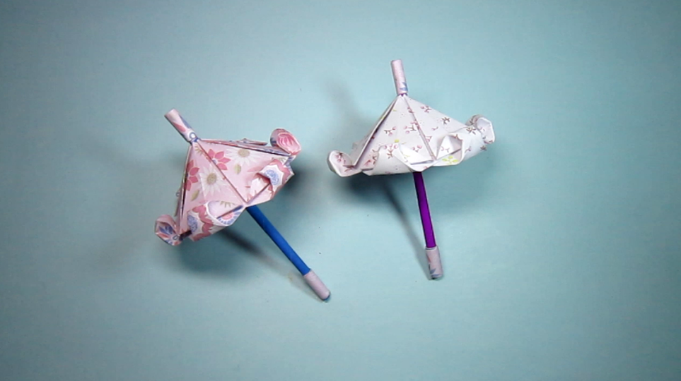 儿童手工折纸伞,简单公主伞的折法,diy手工制作