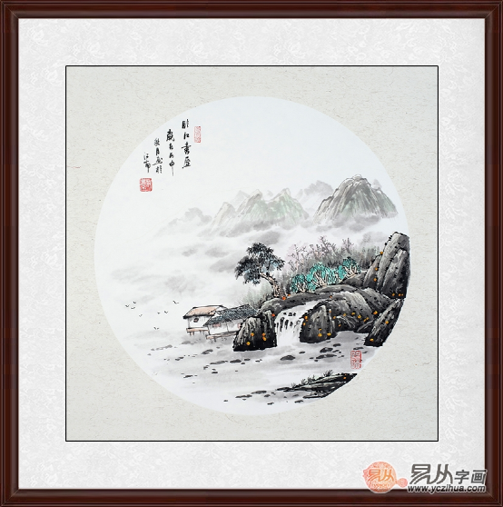 现代书房挂画山水画,静心自然让书香环绕