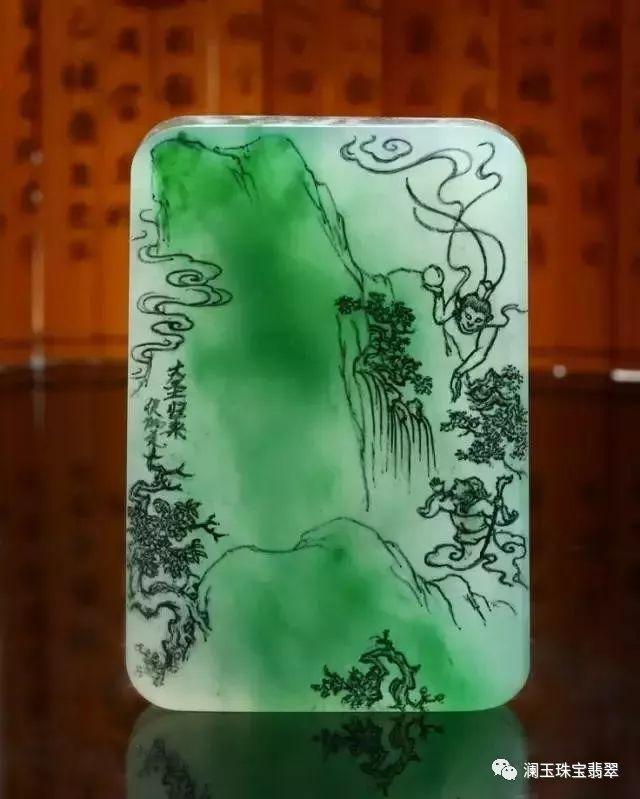 好漂亮的翡翠山水画,水墨画,身临其境的感觉真好!