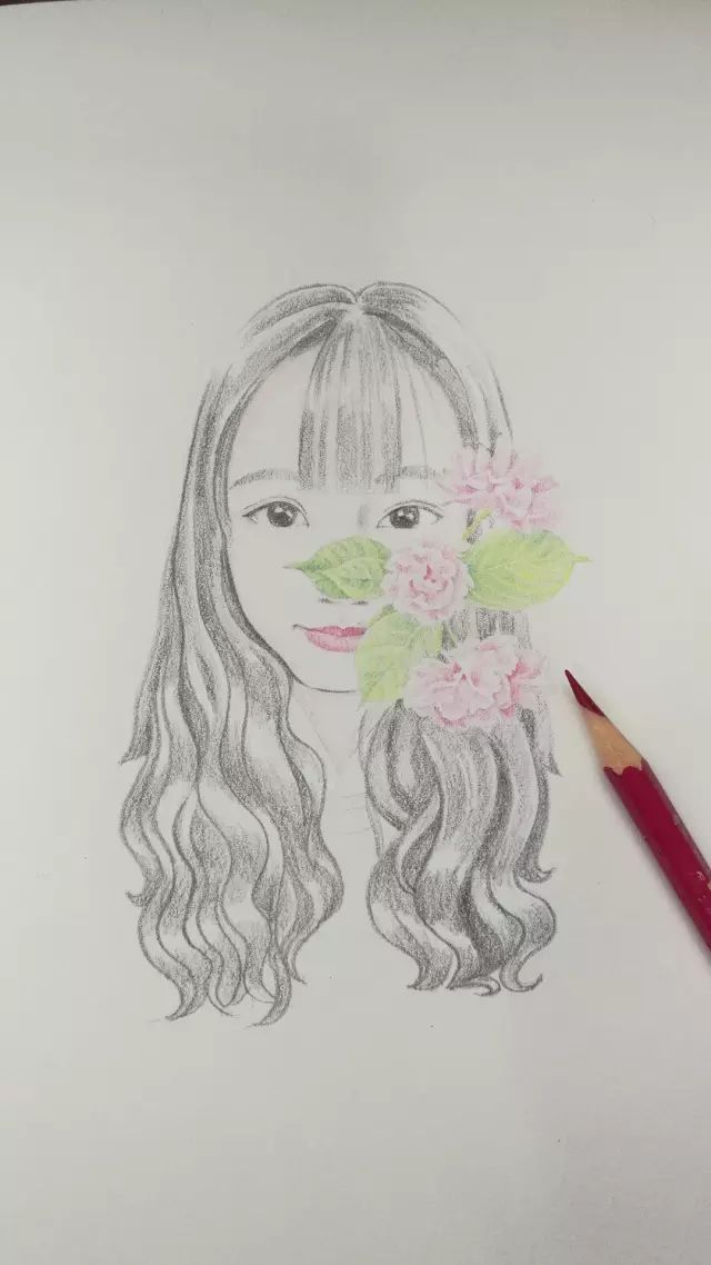 彩铅教程 | 花与少女