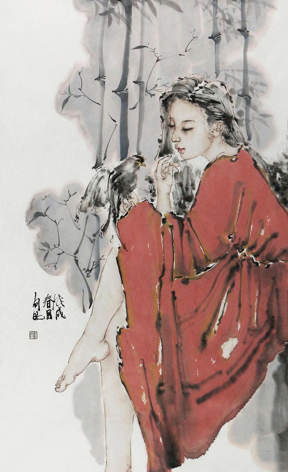 刘向明写实人物画表达了作者的思想内涵