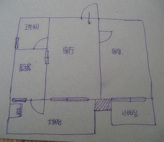 手绘户型图和大家介绍一下,狠下心来买的40平小窝