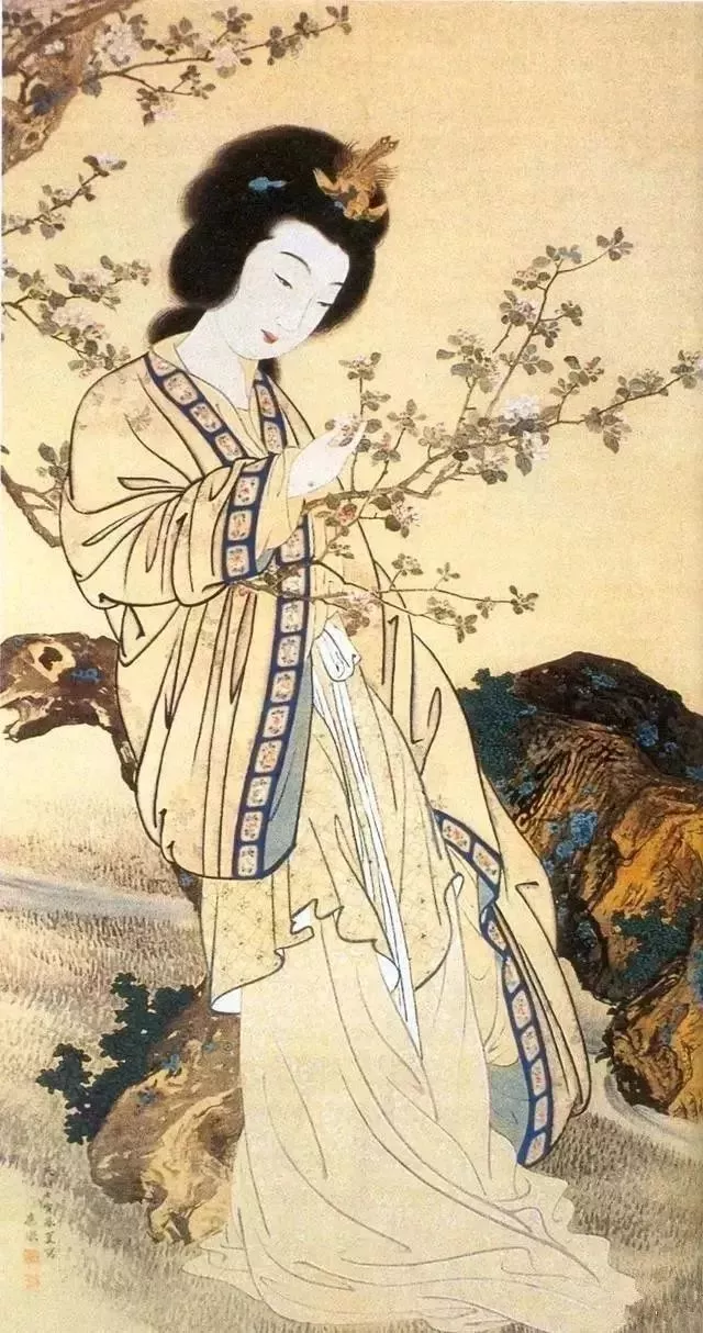 《贵妃扶醉图》张大千 历代画家为杨贵妃作的画像中,不论苗条或是