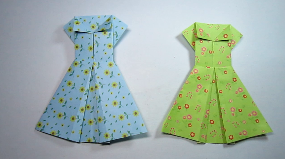 3分钟折一个简单又漂亮的连衣裙,纸艺手工折纸裙子