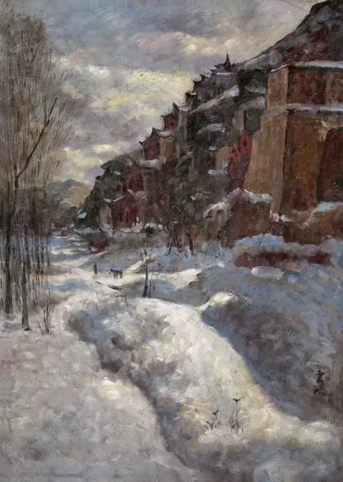 莫高窟雪景 油画 1949年 常书鸿