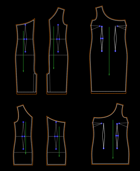 性感斜肩包臀连衣裙-服装打版裁剪制图