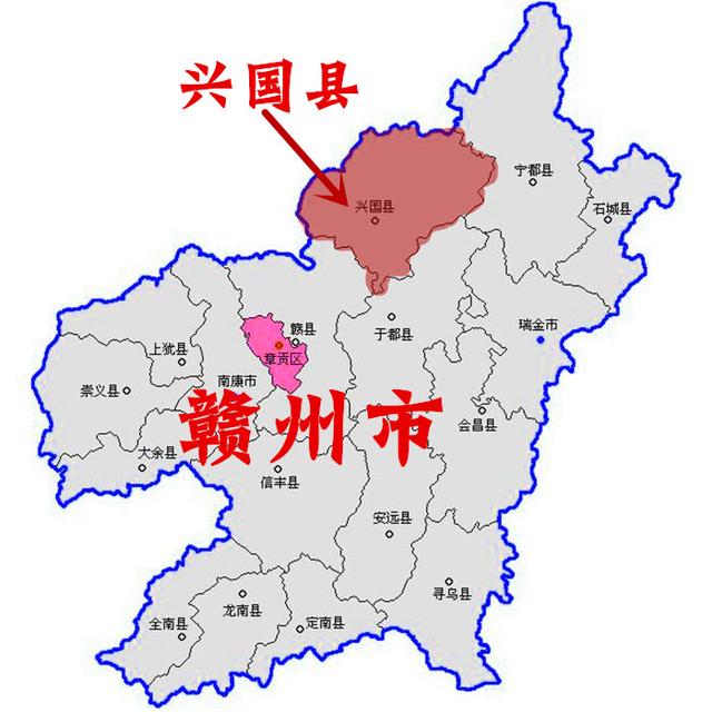 兴国县,位于赣州市东北部,人口约为84,这也是江西唯一一个以