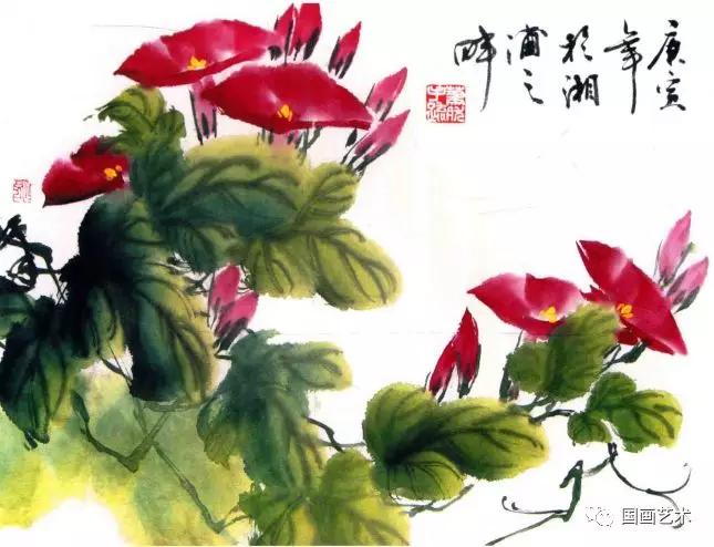 国画色彩《彩墨牵牛花》的画法步骤