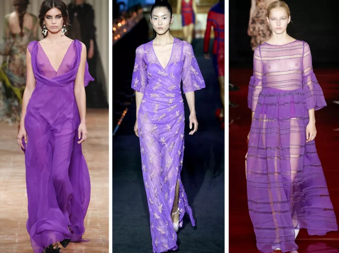 紫外光的色彩搭配 1.同色系:紫色 紫色 衬衫式紫色连衣裙更随性潇洒.