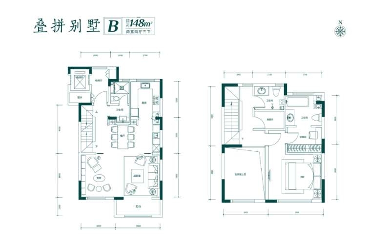 其它 正文  ▼以下是鲁能泰山七号a地块叠拼148㎡的户型 户型解析