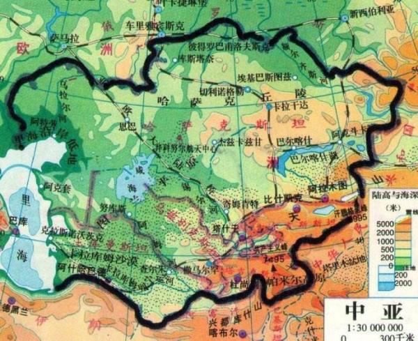 中亚地形简图