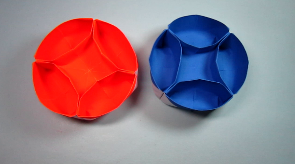 3分钟学会圆形多格盘子的折法,简单又漂亮的圆形收纳盒折纸