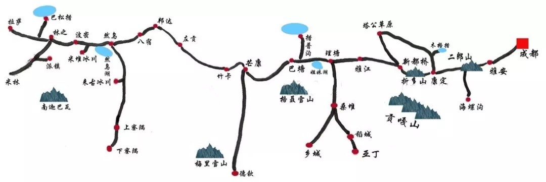 翻开一张中国地图 国道318线 像一条逆行的蜿蜒玉带穿行于上 从繁华