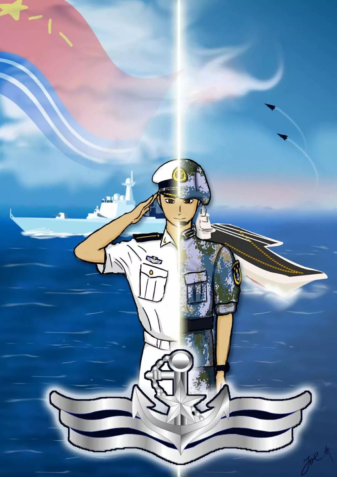 祝福你,中国海军! 诗的尽头,是海的远方. 祝人民海军生日快乐!