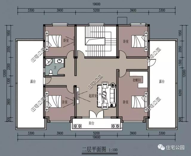 适合农村的别墅19x12米,有堂屋,四平八稳,动静分离!