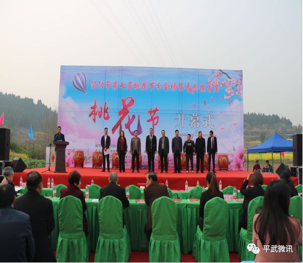 平武镇首届桃花节开幕仪式,全镇以尤安村,红庙村,皮匠街村为核心的桃