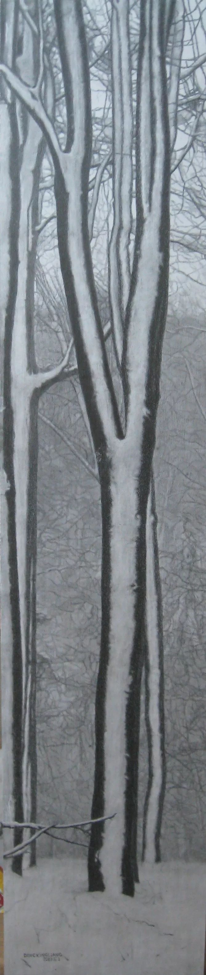 《雪缘》木板素描 140×30cm 2013