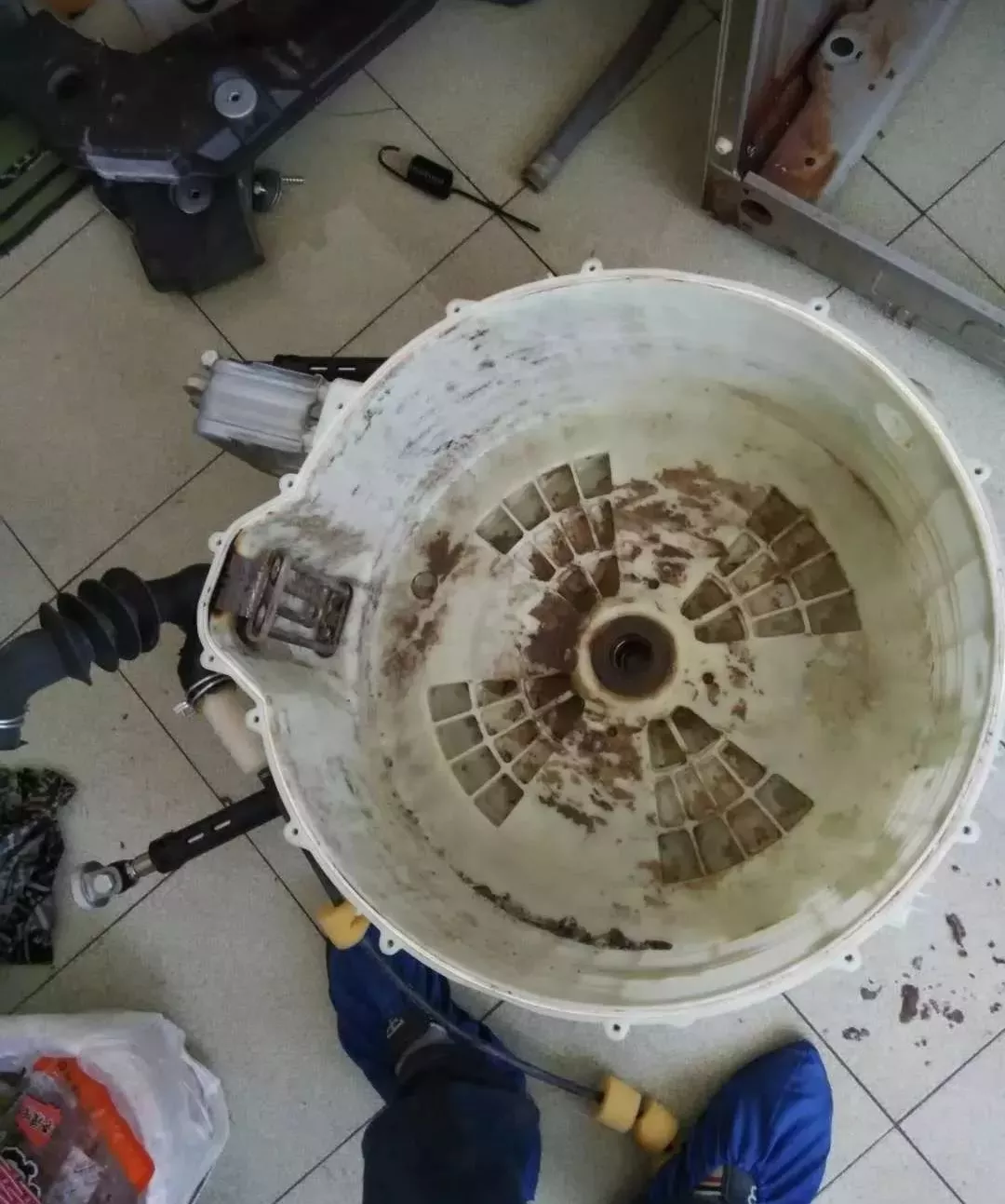 海尔滚筒洗衣机拆解清洗流程