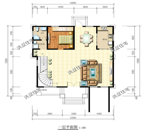 一层设计卧室厨房洗衣房起居室等