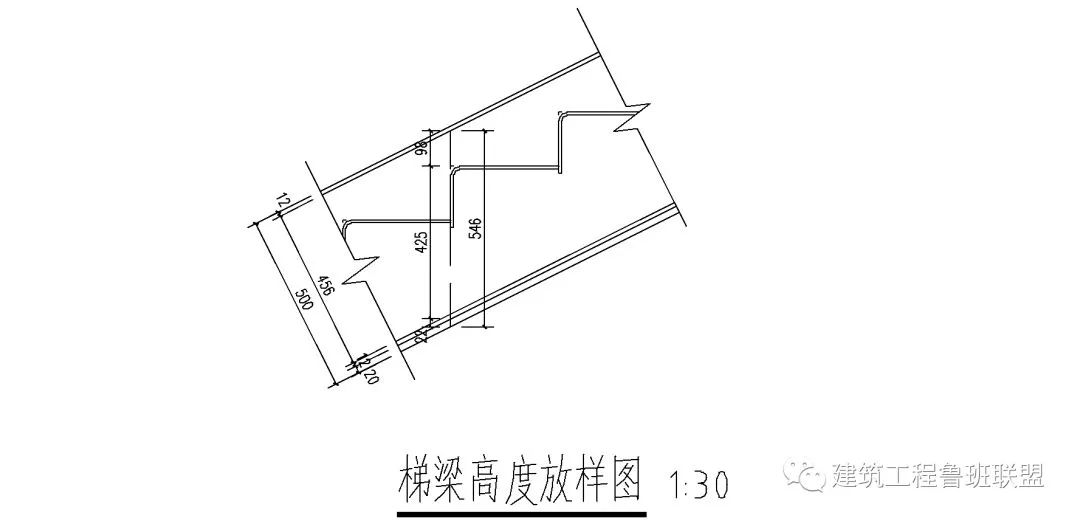 科技 正文  3,根据设计图纸在cad里面放样钢梯梯梁立面,得到如下图