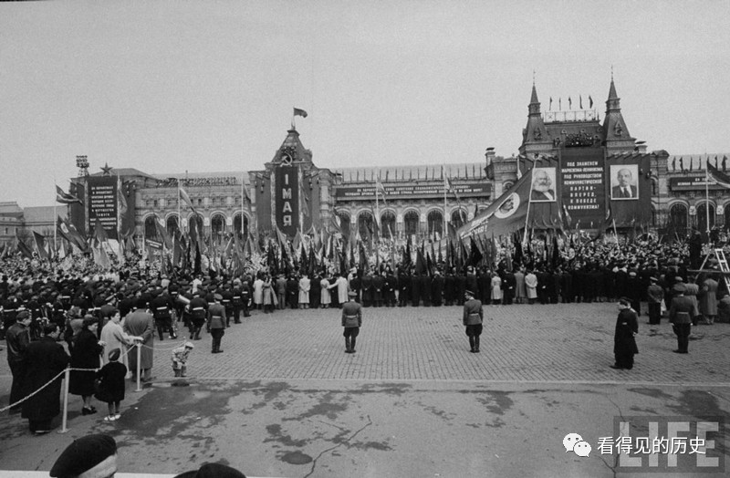 老照片1958年五一劳动节苏联莫斯科红场的盛大庆祝活动