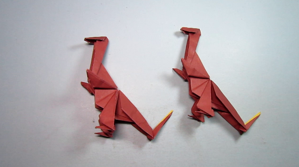 手工折纸霸王龙,一张纸几分钟就能学会简单的恐龙折法
