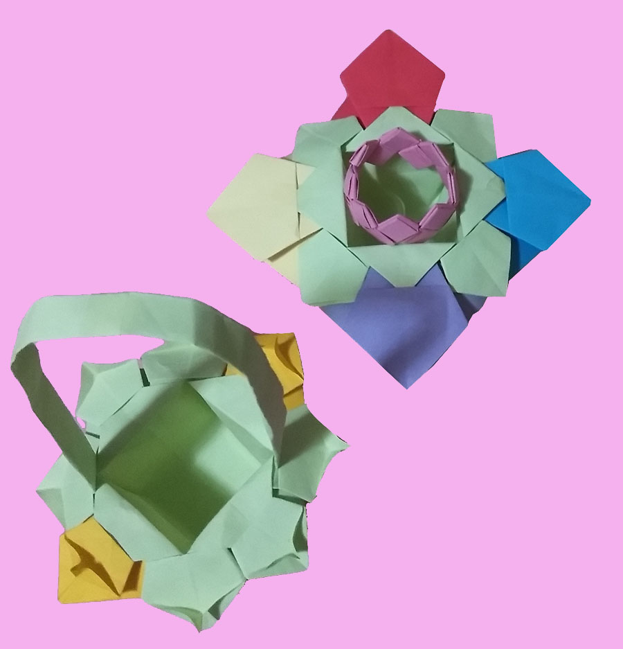 花篮的花儿香 折纸艺术手工系列