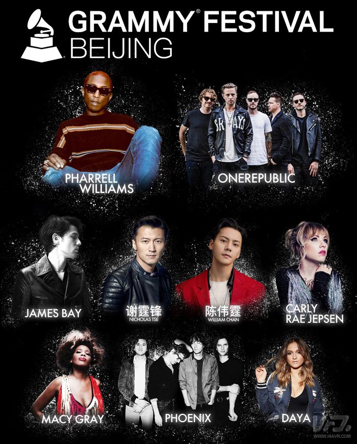 phoenix乐队,谢霆锋,陈伟霆,carly rae jepsen,james bay,onerepublic