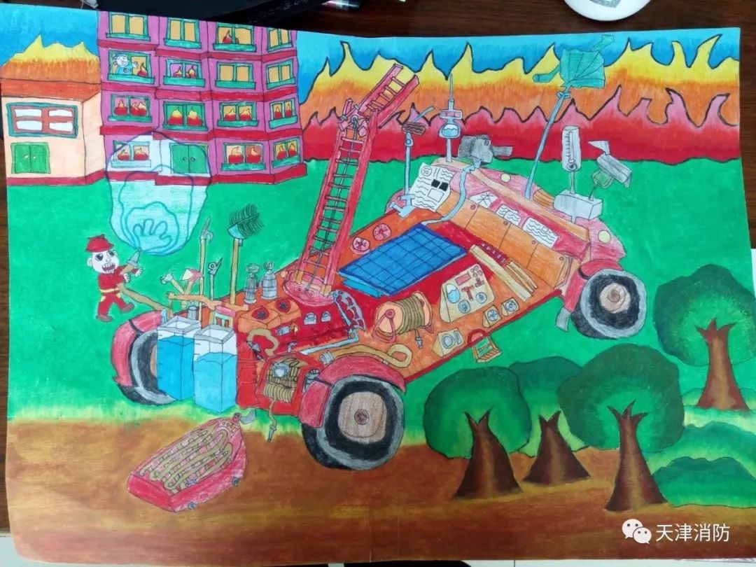 活动||天津市消防主题儿童画展获奖作品揭晓啦!一起来