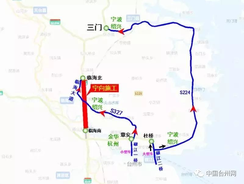 温岭城南,玉环也可绕由温岭体育场路—万泉路—81省道—g228国道(原