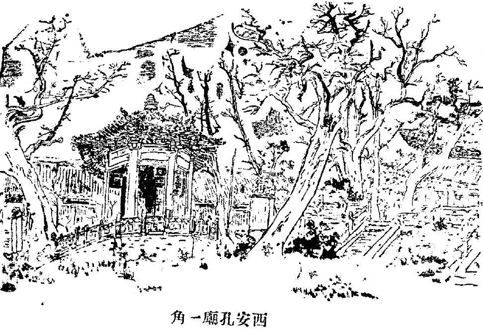 西安孔庙(今碑林)一角速写 1946年