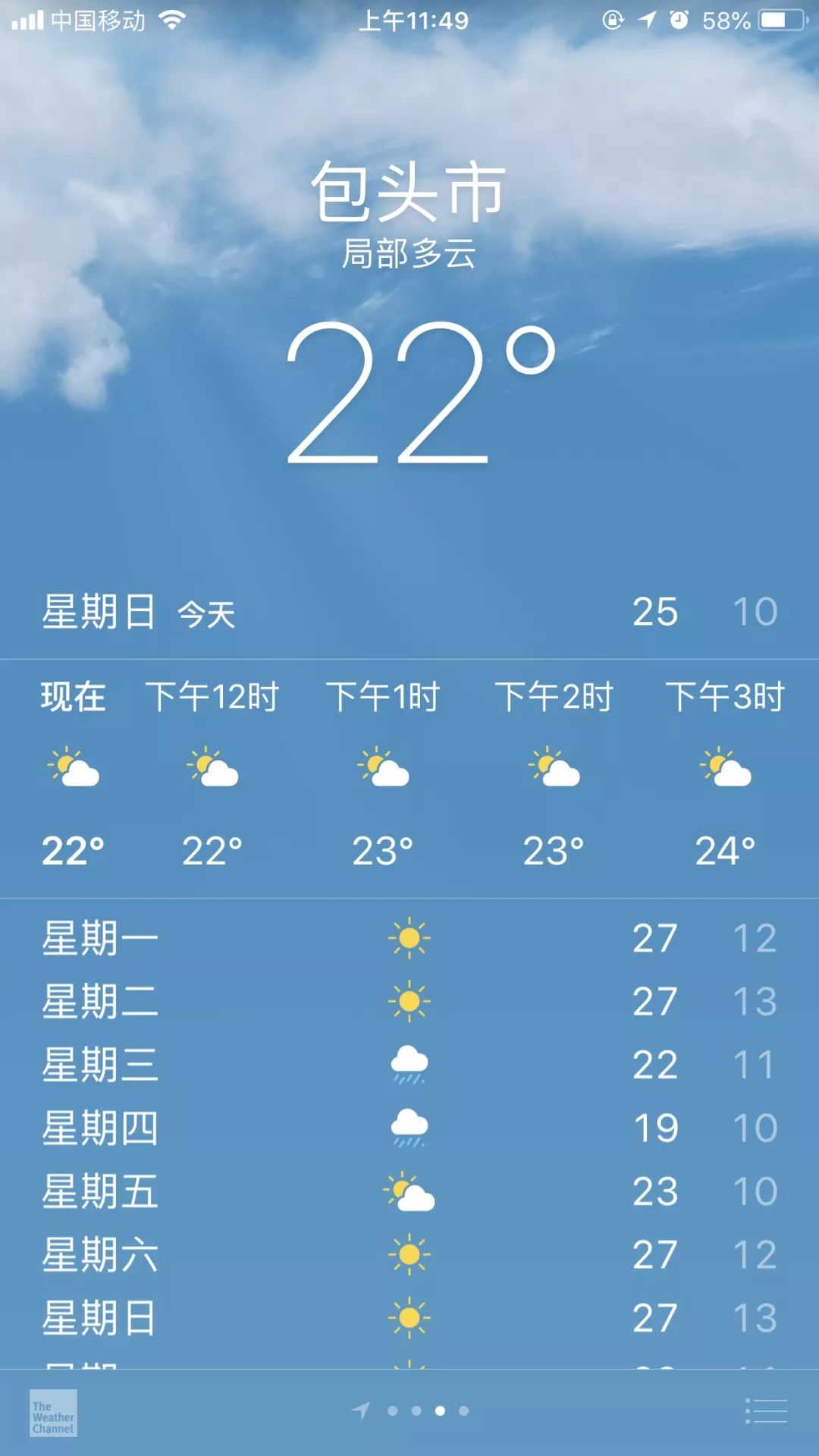 未来4天,包头天气预报