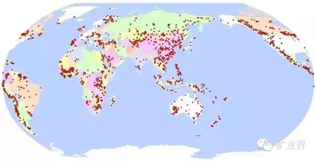 全球金矿分布图世界黄金储量为54000t,储量主要分布在澳大利亚,南非