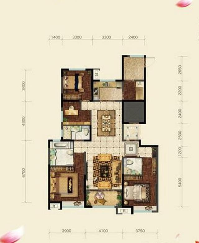 以下就是本套保利香槟国际小区172平米三居室房子的户型图.