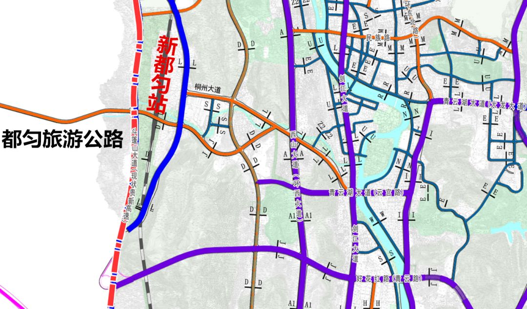 新都匀站周边土地利用规划图 桐州现址(车站广场前)规划为 城市