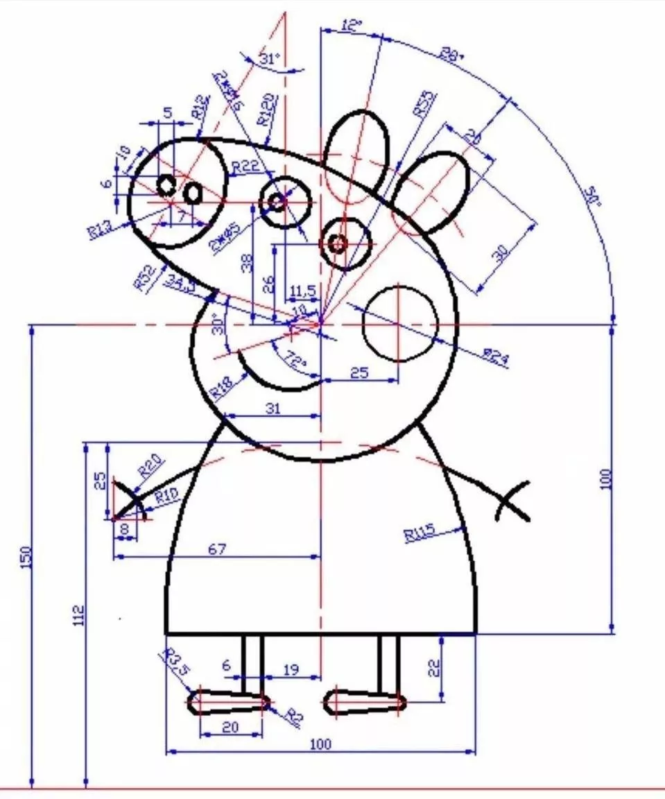 最近小猪佩奇特别火你能使用solidworks画出下面的图吗