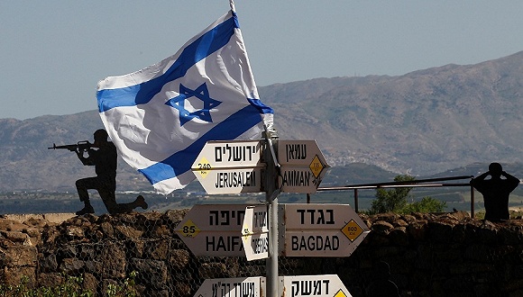 5月10日,mount bental山上的以色列国旗.来源:视觉中国