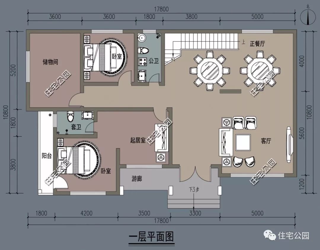 独立厨房+带起居室老人房,10×17米现代风极简别墅(全图+展示