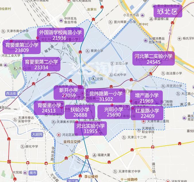 2018年5月河北区学区房价格地图