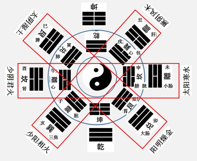 从两个先天八卦重叠,构建人体经络和地球磁场的全息模型